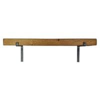 Tortuga Rustic Solid Wooden Shelf With Hand Forged Industrial Metal Support Brackets